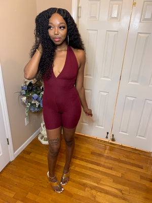 Burgundy backless jumpsuit